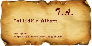 Tallián Albert névjegykártya